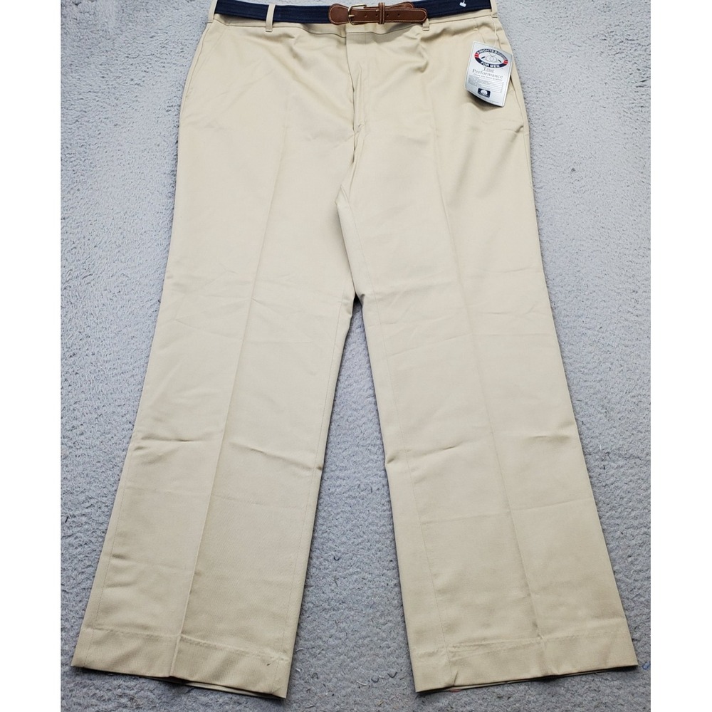 Knightsbridge‎ Chino Pants Mens 40x30 Tan Performance Belted Waist Straight Leg